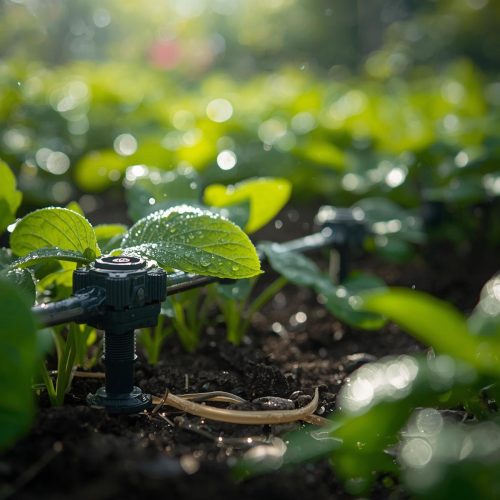 realistyczne zdjęcie przedstawiajce nawadanianie ogrodowe